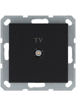 Розетка телевизионная проходная TV Ф9.5мм механизм черн. матов. soft touch Jasmart G6002PB
