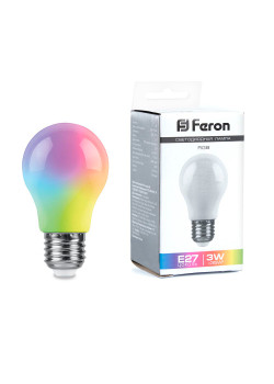 Лампа светодиодная Feron LB-375 E27 3W матовая 230V RGB плавная сменая цвета