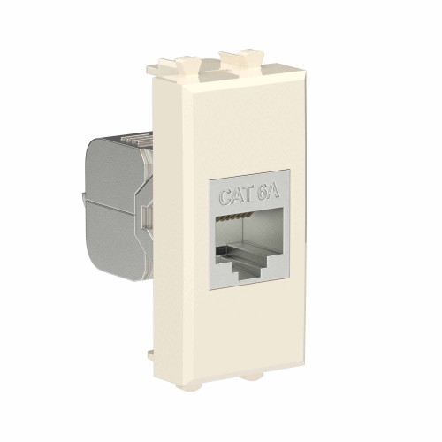 Компьютерная розетка RJ-45 без шторки модульная, кат.6А экранированная, Avanti, ванильная дымка, 1 модуль Компьютерная розетка RJ-45 без шторки модульная, кат.6А экранированная, Avanti, ванильная дымка, 1 модуль