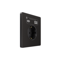 Systeme Infinity, Розетка С/У с ЗК и зар.устр.USB А+С 20Вт (250В, 16А, защит.шторки), Полярная ночь