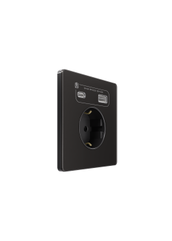 Systeme Infinity, Розетка С/У с ЗК и зар.устр.USB А+С 20Вт (250В, 16А, защит.шторки), Полярная ночь