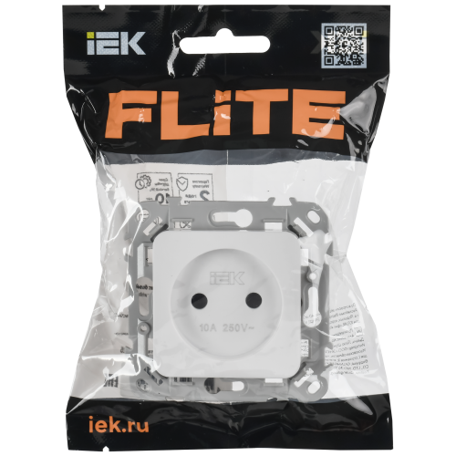 FLITE Розетка без заземления с защитными шторками безвинтовое крепление 10А РСш01-1-ФлБ белый IEK FLITE Розетка без заземления с защитными шторками безвинтовое крепление 10А РСш01-1-ФлБ белый IEK