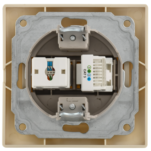 KVARTA Розетка 2-местная RJ11+RJ45 кат.5е РК/Т12-ККм кремовый GENERICA KVARTA Розетка 2-местная RJ11+RJ45 кат.5е РК/Т12-ККм кремовый GENERICA