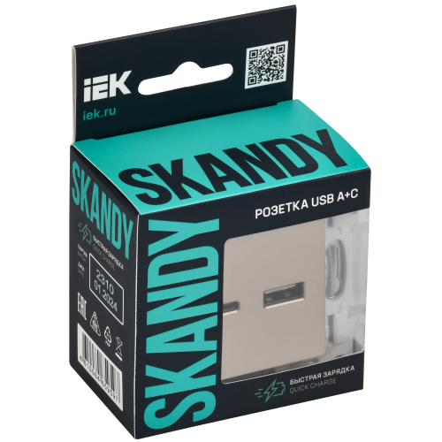 SKANDY Розетка USB A+C 18Вт SK-R13Sa песочный IEK SKANDY Розетка USB A+C 18Вт SK-R13Sa песочный IEK