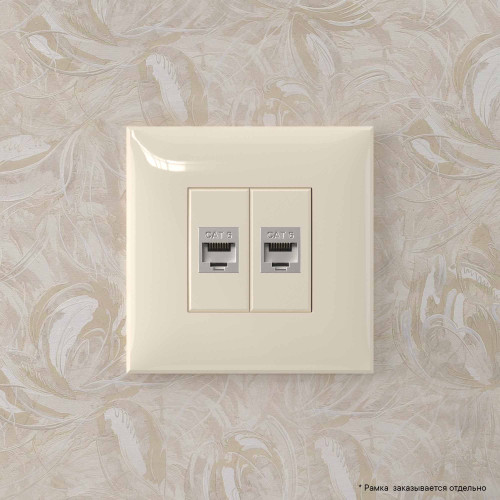 Компьютерная розетка RJ-45 без шторки в стену, кат.6 двойная экранированная, Avanti, ванильная дымка Компьютерная розетка RJ-45 без шторки в стену, кат.6 двойная экранированная, Avanti, ванильная дымка
