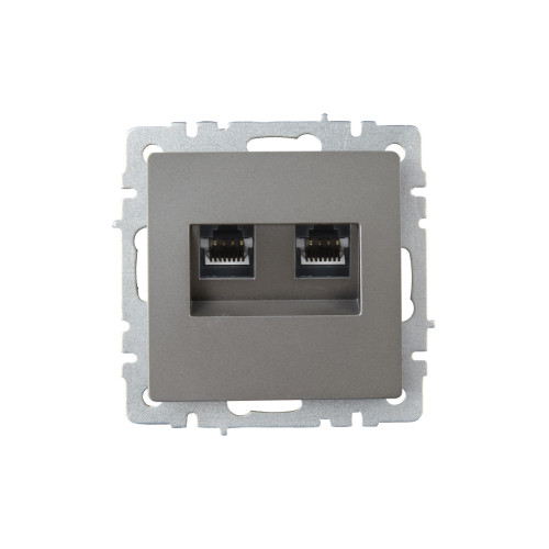 BRITE Розетка компьютерная двойная RJ45 кат.6 РК11-2-БрС сталь IEK