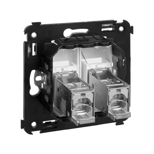 Компьютерная розетка RJ-45 в стену, кат.6 двойная экранированная, Avanti, белое облако