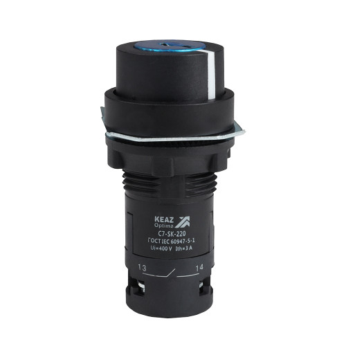 Переключатель 2 положения OptiSignal Compact D22 C7-SK-220 черный с ключом 2НО XB7NG23