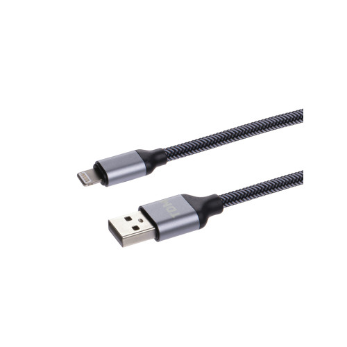 Дата-кабель, ДК 12, USB - Lightning, 1 м, тканевая оплетка, серый, TDM Дата-кабель, ДК 12, USB - Lightning, 1 м, тканевая оплетка, серый, TDM