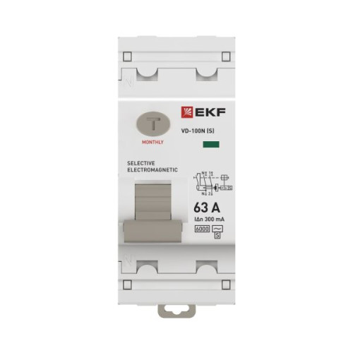 ВДТ ВД-100N (S) 2P 63А 300мА AC эл-мех 6кА PROXIMA EKF ВДТ ВД-100N (S) 2P 63А 300мА AC эл-мех 6кА PROXIMA EKF