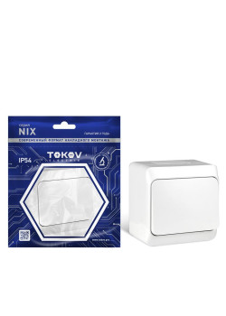 Выключатель 1-кл. ОП Nix 10А IP54 250В бел. TOKOV ELECTRIC TKE-NX-V1-C01-IP54