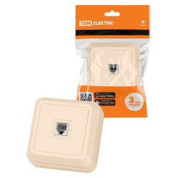 Розетка TФ (RJ-11) открытой установки IP20, сл. кость 