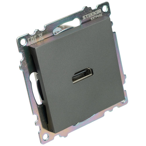 Розетка HDMI 2.1, Type A (механизм), серия Катрин, графит, GLS00-7118-06 Розетка HDMI 2.1, Type A (механизм), серия Катрин, графит, GLS00-7118-06