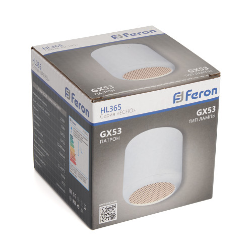 Светильник потолочный Feron HL365 Barrel ECHO 12W, 230V, GX53, белый, с антибликовой сеточкой Светильник потолочный Feron HL365 Barrel ECHO 12W, 230V, GX53, белый, с антибликовой сеточкой