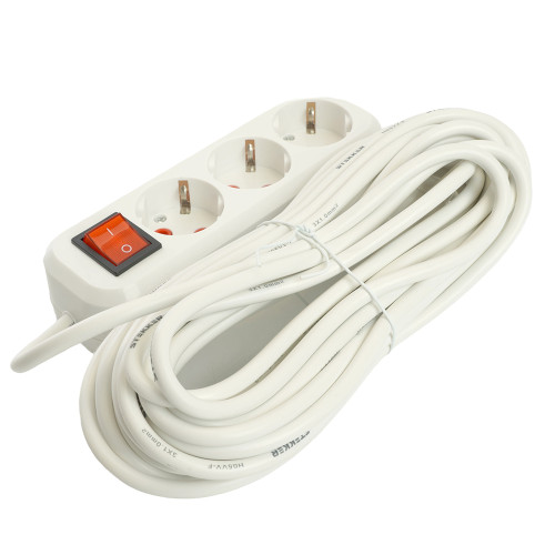 Удлинитель трехместный с/з  с выключ. STEKKER HM07-31-07 3x1мм2, 7м, серия Home, белый