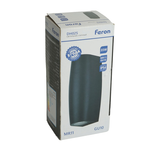 Светильник садово-парковый Feron DH025, на стену, 2*GU10 MR11 230V, черный Светильник садово-парковый Feron DH025, на стену, 2*GU10 MR11 230V, черный