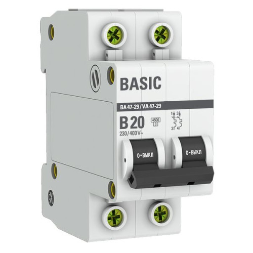 Авт. выкл. ВА 47-29 2P 20А (B) 4,5кА BASIC