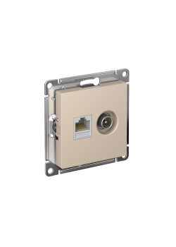 ATLASDESIGN РОЗЕТКА двойная ТВ + компьютерная RJ45 кат. 5e, механизм, ПЕСОЧНЫЙ