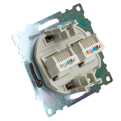 Розетка компьютерная 2-местная RJ-45 (механизм) STEKKER GLS00-7109-04, серия Катрин, шоколад Розетка компьютерная 2-местная RJ-45 (механизм) STEKKER GLS00-7109-04, серия Катрин, шоколад