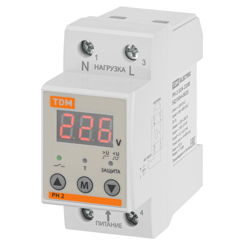 Реле напряжения 1ф РН 2 32А-220В (LED-дисплей) TDM