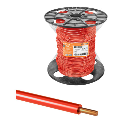 Провод ПуВнг(А)-LS 1х6,0 ГОСТ на катушке (450м), красный TDM
