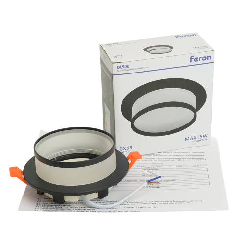 Светильник встраиваемый Feron DL500 потолочный GX53 черный круг