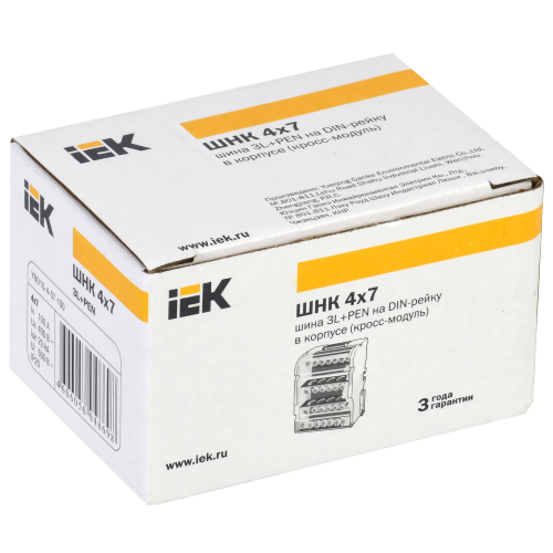 Шины на DIN-рейку в корпусе (кросс-модуль) ШНК 4х7 3L+PEN IEK