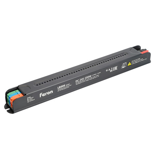 Трансформатор  для светодиодной ленты с диммированием 200W 24V IP20 , клипсы, LB006