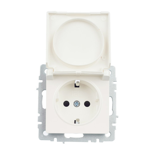 BRITE Розетка 1-местная с заземлением с защитными шторками и крышкой 16А IP20 РСбш10-3-БрЖ жемчуг IEK BRITE Розетка 1-местная с заземлением с защитными шторками и крышкой 16А IP20 РСбш10-3-БрЖ жемчуг IEK