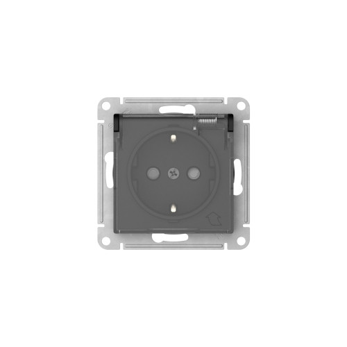 ATLASDESIGN AQUA РОЗЕТКА с зазем. со шт. с прозрач. крыш,16А,IP44, мех., быстрозажим. клем., КАРБОН