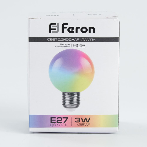 Лампа светодиодная Feron LB-371 Шар матовый E27 3W 230V RGB быстрая смена цвета Лампа светодиодная Feron LB-371 Шар матовый E27 3W 230V RGB быстрая смена цвета