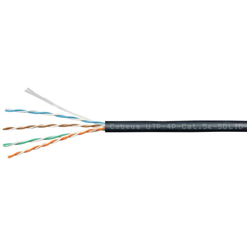 Кабель информационный Cabeus UTP-4P-Cat.5e-SOLID-OUT-PE-UV кат.5E U/UTP 4 пары PE внешний 305м черный Кабель информационный Cabeus UTP-4P-Cat.5e-SOLID-OUT-PE-UV кат.5E U/UTP 4 пары PE внешний 305м черный