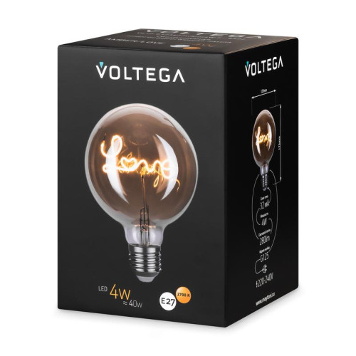 Лампа светодиодная филаментная Loft 271 G125 4Вт 2700К E27 Voltega 8522 Лампа светодиодная филаментная Loft 271 G125 4Вт 2700К E27 Voltega 8522