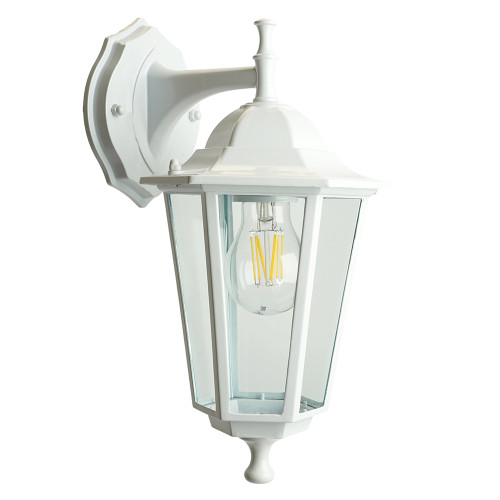 Светильник садово-парковый Feron 6102/PL6102 шестигранный на стену вниз 60W E27 230V, белый