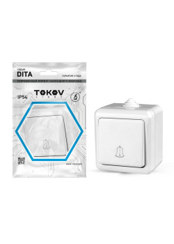 Кнопка звонка ОП Dita IP54 10А 250В бел. TOKOV ELECTRIC TKL-DT-DB-C01-IP54