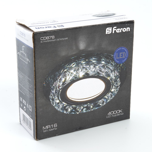 Светильник встраиваемый с белой LED подсветкой Feron CD878 потолочный MR16 G5.3 прозрачный Светильник встраиваемый с белой LED подсветкой Feron CD878 потолочный MR16 G5.3 прозрачный