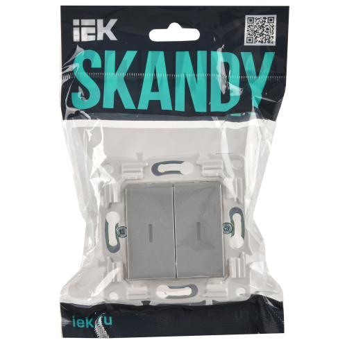 SKANDY Выключатель 2-клавишный проходной с индикацией 10А SK-V10S серебряный IEK SKANDY Выключатель 2-клавишный проходной с индикацией 10А SK-V10S серебряный IEK
