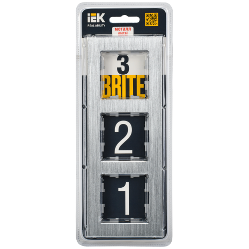 BRITE Рамка 3 -местная РУ-3-1-БрА металл алюминий IEK