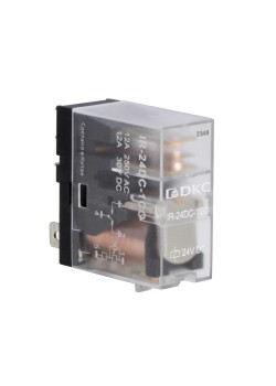 Реле миниатюрное промышленное, 1CO, ком. ток 12А, AgSnO2, напряжение 24V DC, опция: светодиод
