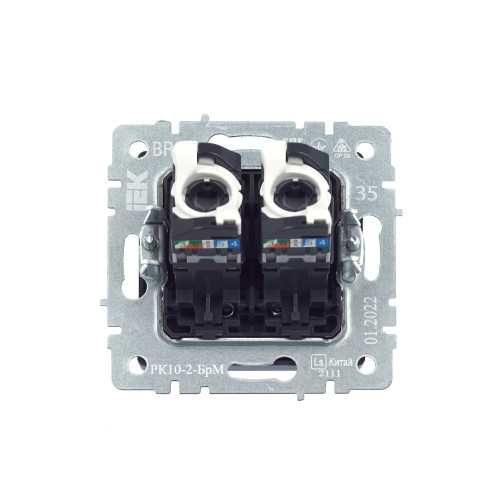 BRITE Розетка компьютерная двойная RJ45 кат.5E РК10-2-БрМ маренго IEK BRITE Розетка компьютерная двойная RJ45 кат.5E РК10-2-БрМ маренго IEK