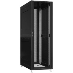 Шкаф серверный Powercom PSR4286-10201-BL напольный 42U 600x800мм пер.дв.перфор. задн.дв.перфор.2-хст. 800кг черный 100кг 2000мм IP20 сталь