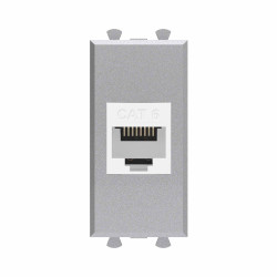 Компьютерная розетка RJ-45 без шторки модульная, кат.6, Avanti, закаленная сталь, 1 модуль