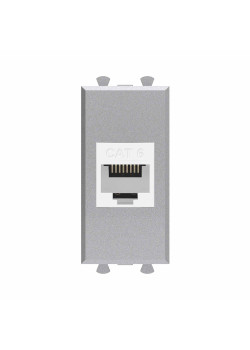 Компьютерная розетка RJ-45 без шторки модульная, кат.6, Avanti, закаленная сталь, 1 модуль