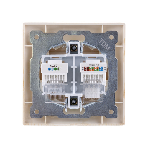 Розетка телефонная RJ11 + компьютерная RJ45 сосна Розетка телефонная RJ11 + компьютерная RJ45 сосна
