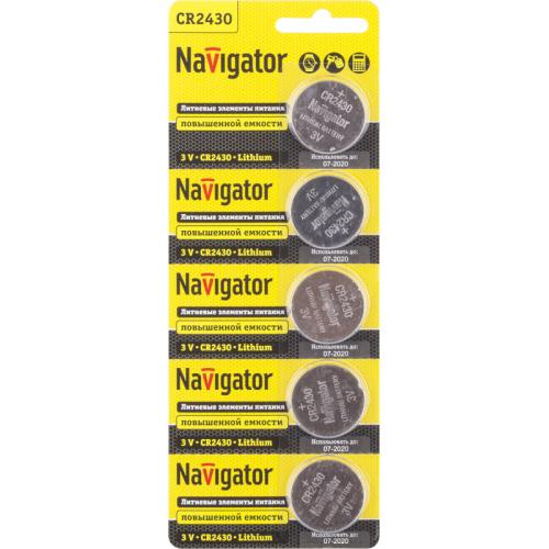 Элемент питания литиевый CR2430 94 781 NBT-CR2430-BP5 (блист.5шт) Navigator 94781