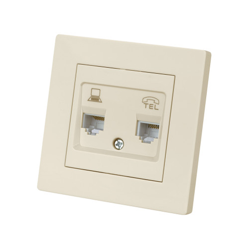Розетка телефонная RJ11 + компьютерная RJ45 сл. кость Розетка телефонная RJ11 + компьютерная RJ45 сл. кость