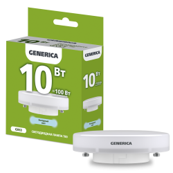 Лампа светодиодная T80 таблетка 10Вт 230В 6500К GX53 GENERICA