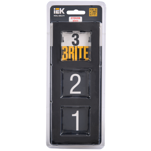BRITE Рамка 3 -местная РУ-3-2-БрЧ стекло черный IEK BRITE Рамка 3 -местная РУ-3-2-БрЧ стекло черный IEK