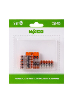 Клемма универс. компактная 5-ти пр. 221-415 (уп.5шт) WAGO 07-5165-05