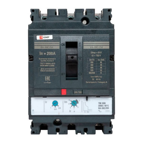 ВА-99C 250/200А 3P 45кА с термомагнитным расцепителем EKF ВА-99C 250/200А 3P 45кА с термомагнитным расцепителем EKF